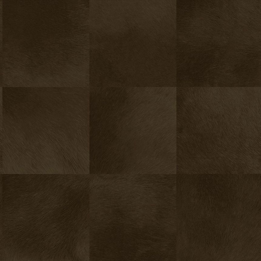 Brown non-woven wallpaper, square pattern of imitation fur 347798, Luxury Skins, Origin