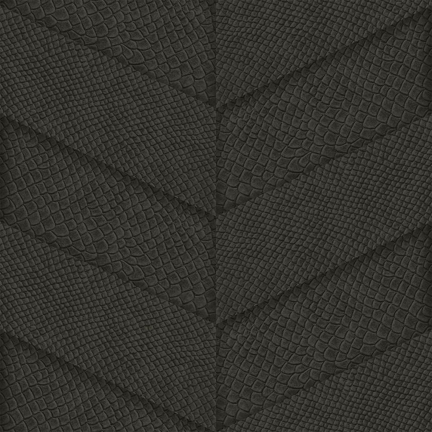 Black non-woven wallpaper, parquet leather pattern  347795, Luxury Skins, Origin