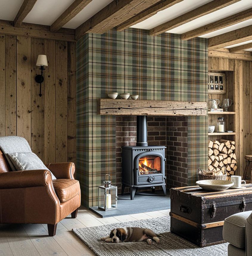 Dundee Wallpaper, Green, Beige, CA10106, Carl Robinson Edition 24: The Highlands