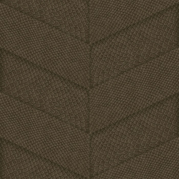 Brown non-woven wallpaper, parquet leather pattern 347794, Luxury Skins, Origin