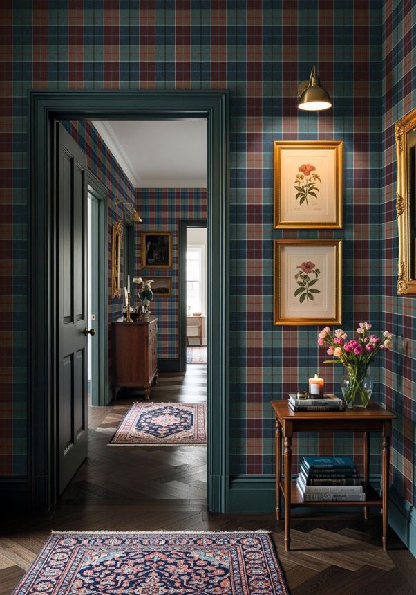 Melrose Wallpaper, Blue and Cream, CA10501, Carl Robinson Edition 24: The Highlands