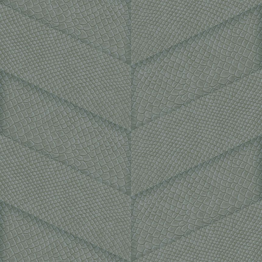 Gray-green non-woven wallpaper, parquet leather pattern 347791, Luxury Skins, Origin