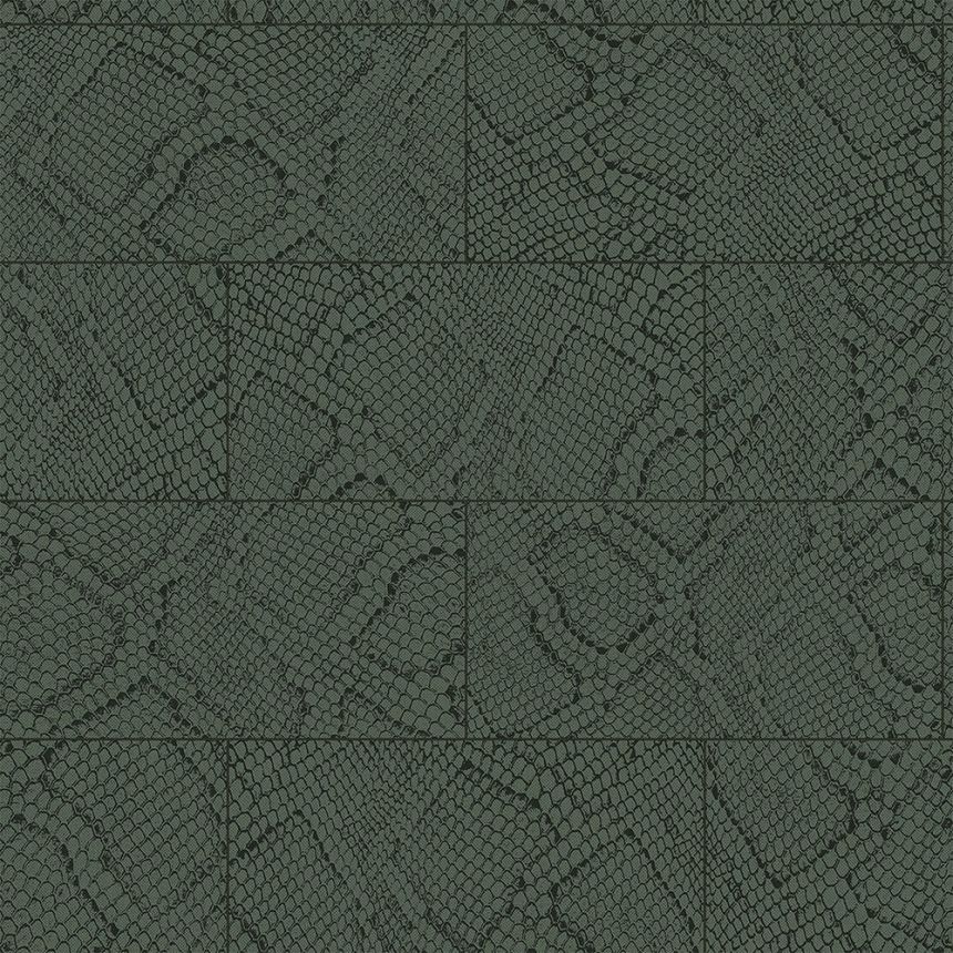 Dark green non-woven wallpaper, snakeskin pattern 347789, Luxury Skins, Origin