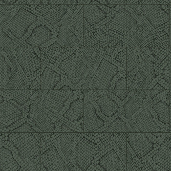 Dark green non-woven wallpaper, snakeskin pattern 347789, Luxury Skins, Origin
