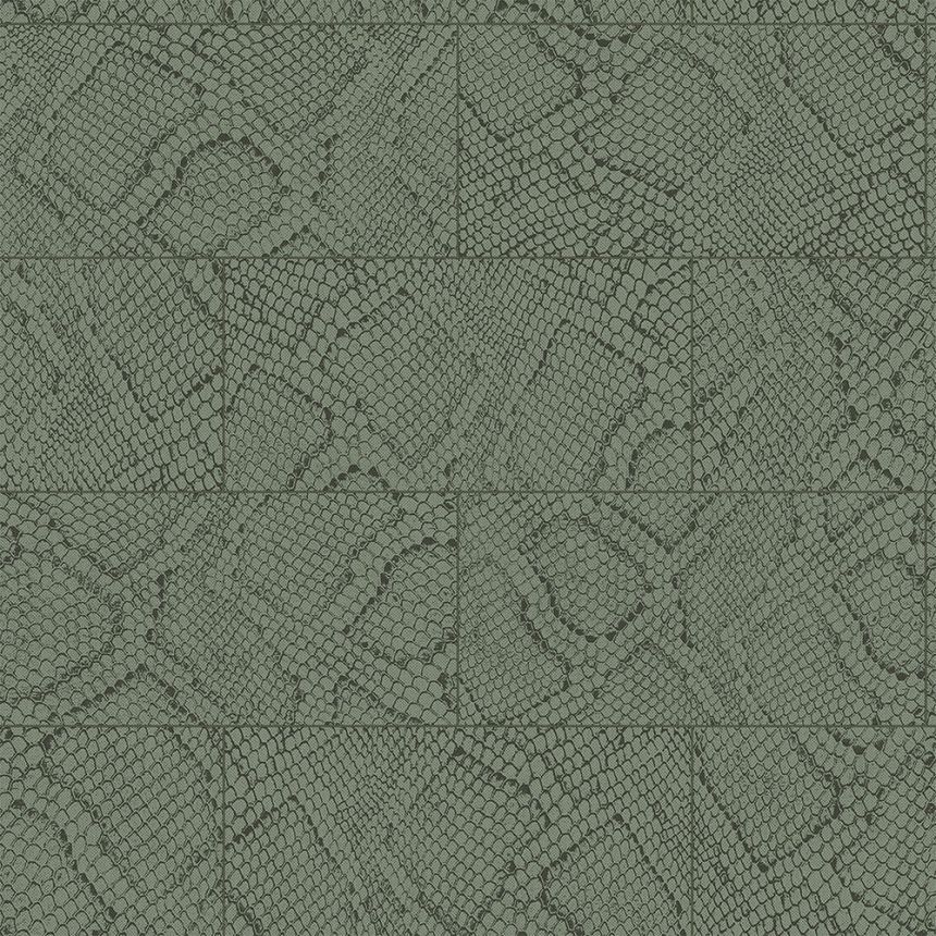 Green non-woven wallpaper, snakeskin pattern 347787, Luxury Skins, Origin