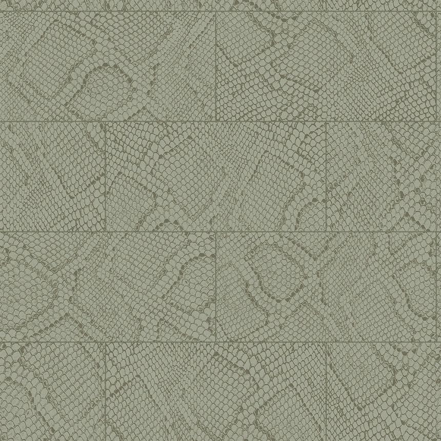 Gray-green non-woven wallpaper, snakeskin pattern 347786, Luxury Skins, Origin