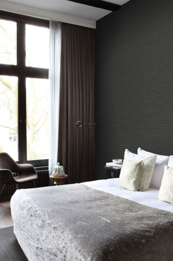 Non-woven black wallpaper, imitation crocodile skin 347783, Luxury Skins, Origin