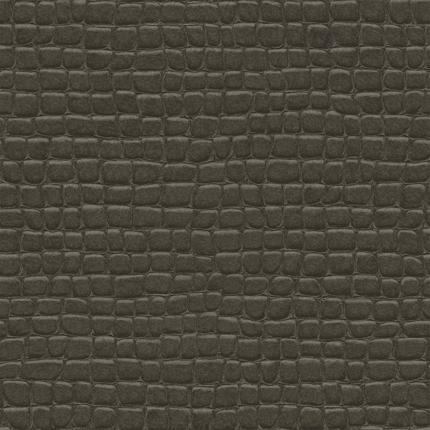 Non-woven wallpaper, imitation of black crocodile skin 347782, Luxury Skins, Origin