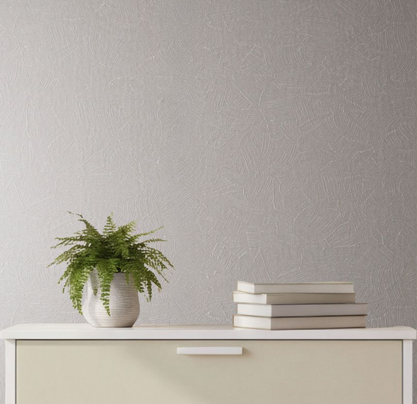 Wallpaper with a trowel-finish texture, white, 82565, Pia, Novamur