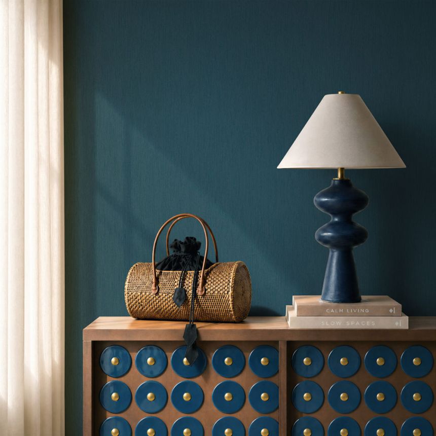 Fabric-look wallpaper, blue, 82580, Pia, Novamur