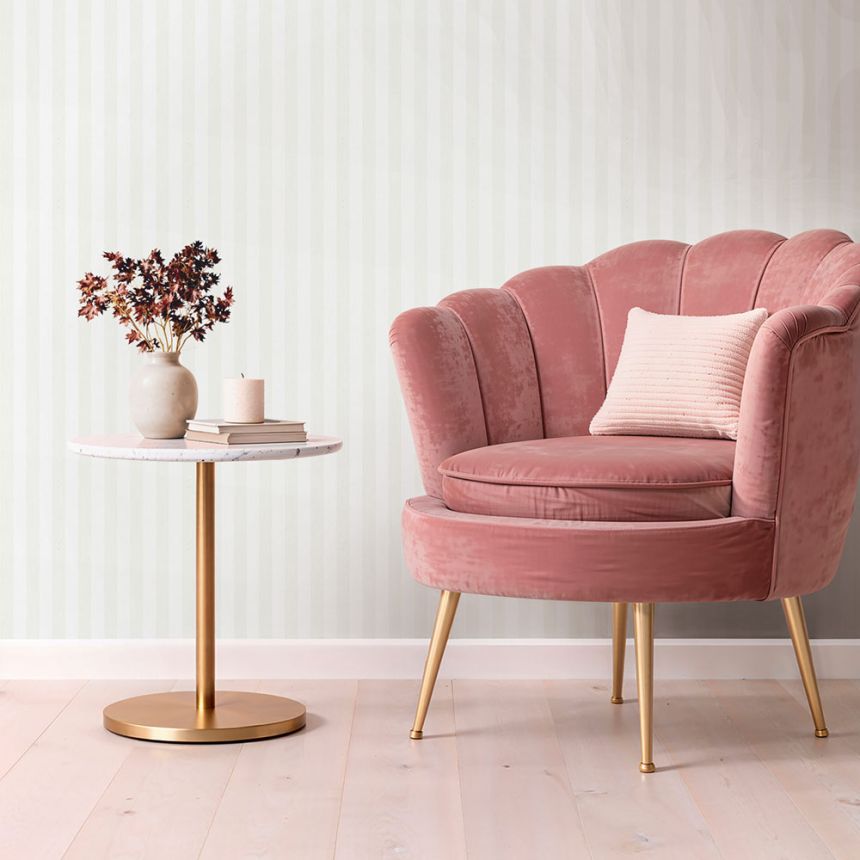 Striped wallpaper, white and cream, 82581, Pia, Novamur
