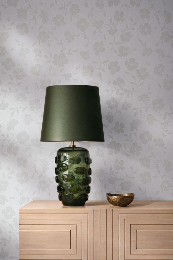 Floral wallpaper, white and cream, 82584, Pia, Novamur