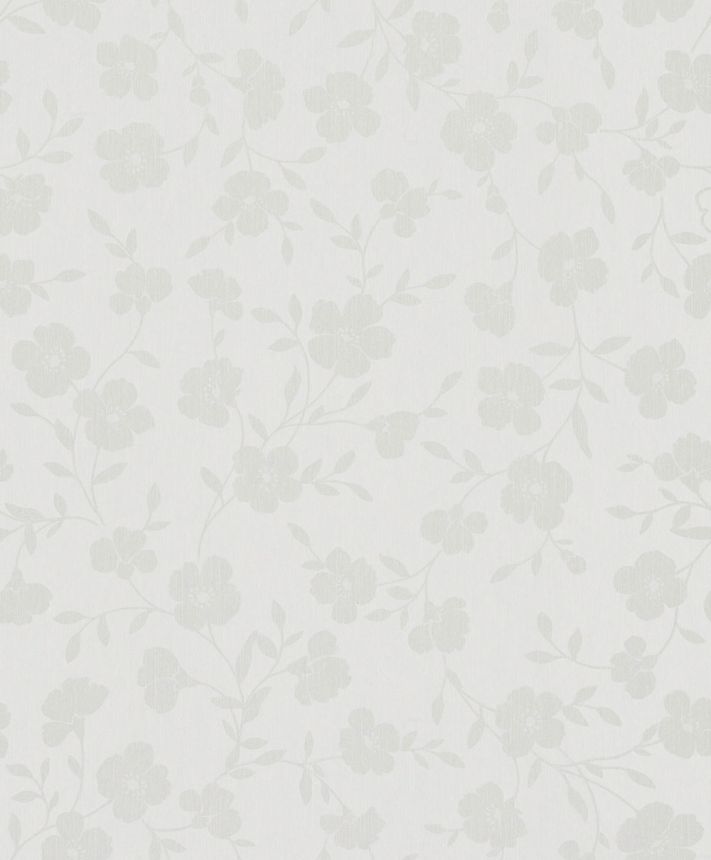 Floral wallpaper, white and gray, 82585, Pia, Novamur