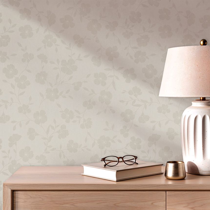 Floral wallpaper, beige, 82586, Pia, Novamur