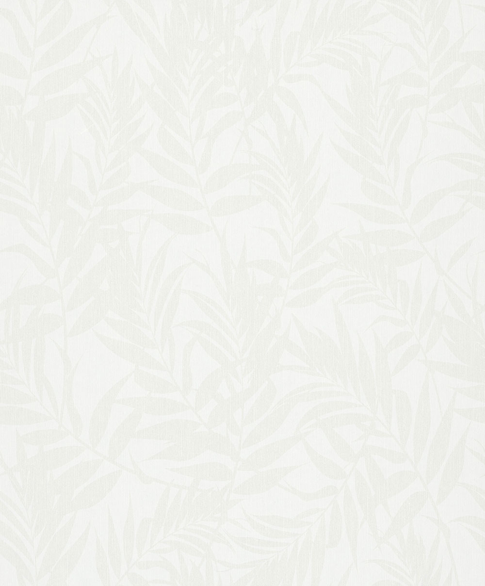 Leaf-Patterned Wallpaper, White, 82589, Pia, Novamur