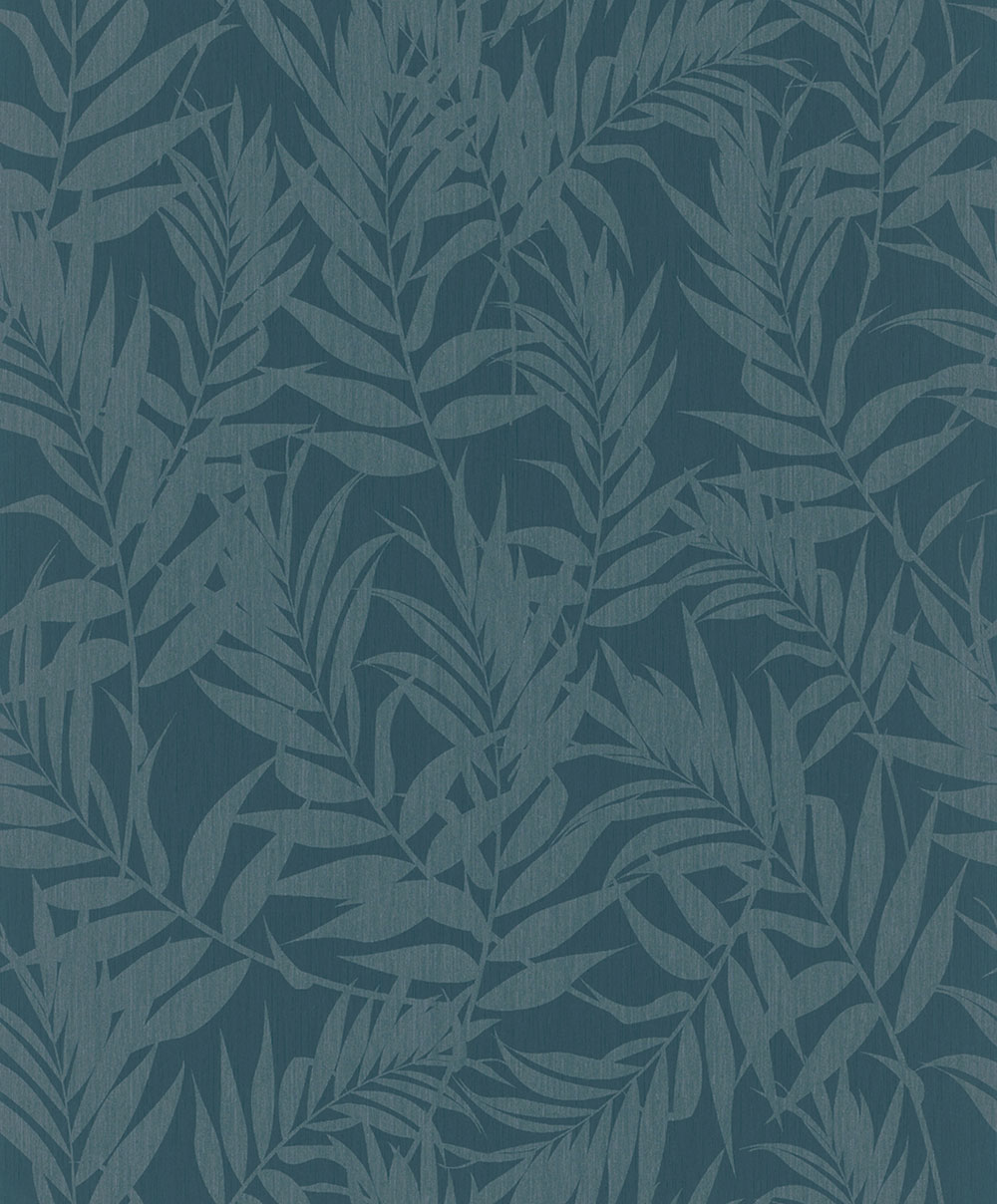 Leaf-Patterned Wallpaper, Blue, 82592, Pia, Novamur