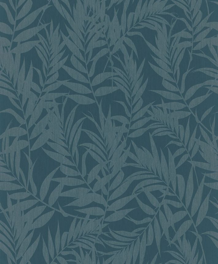 Leaf-Patterned Wallpaper, Blue, 82592, Pia, Novamur