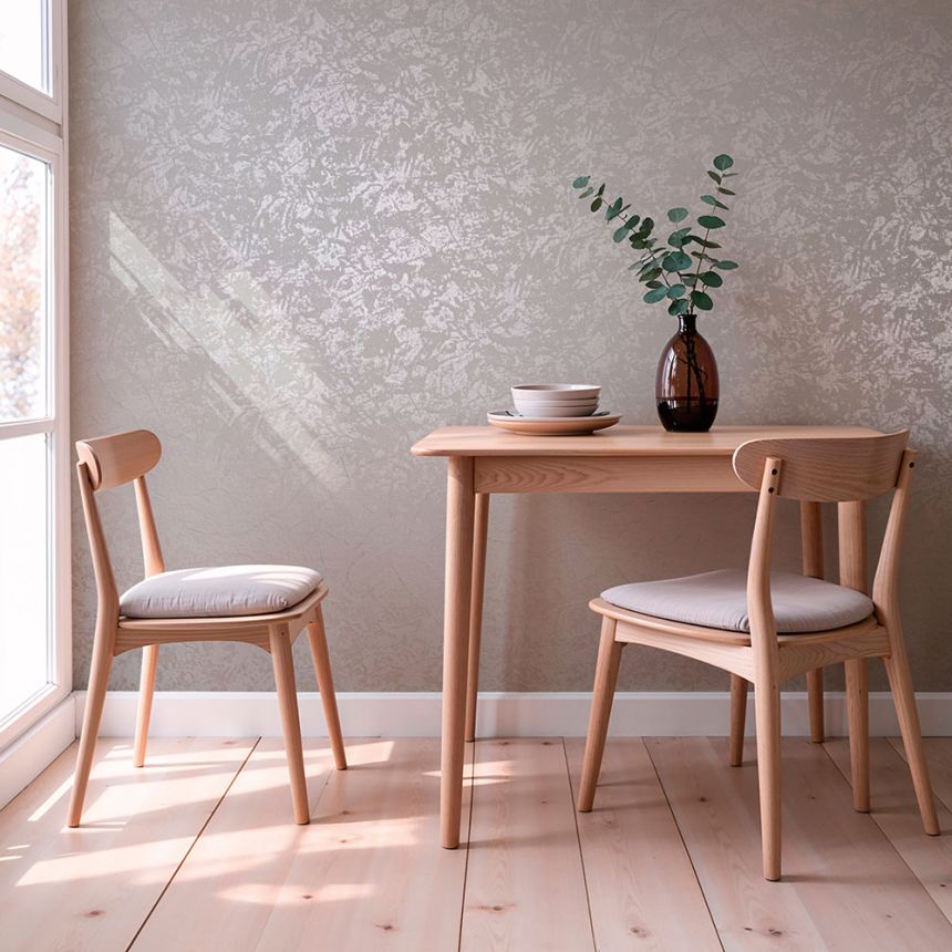 Luxury wallpaper with a plaster-like finish, beige, 82597, Pia, Novamur