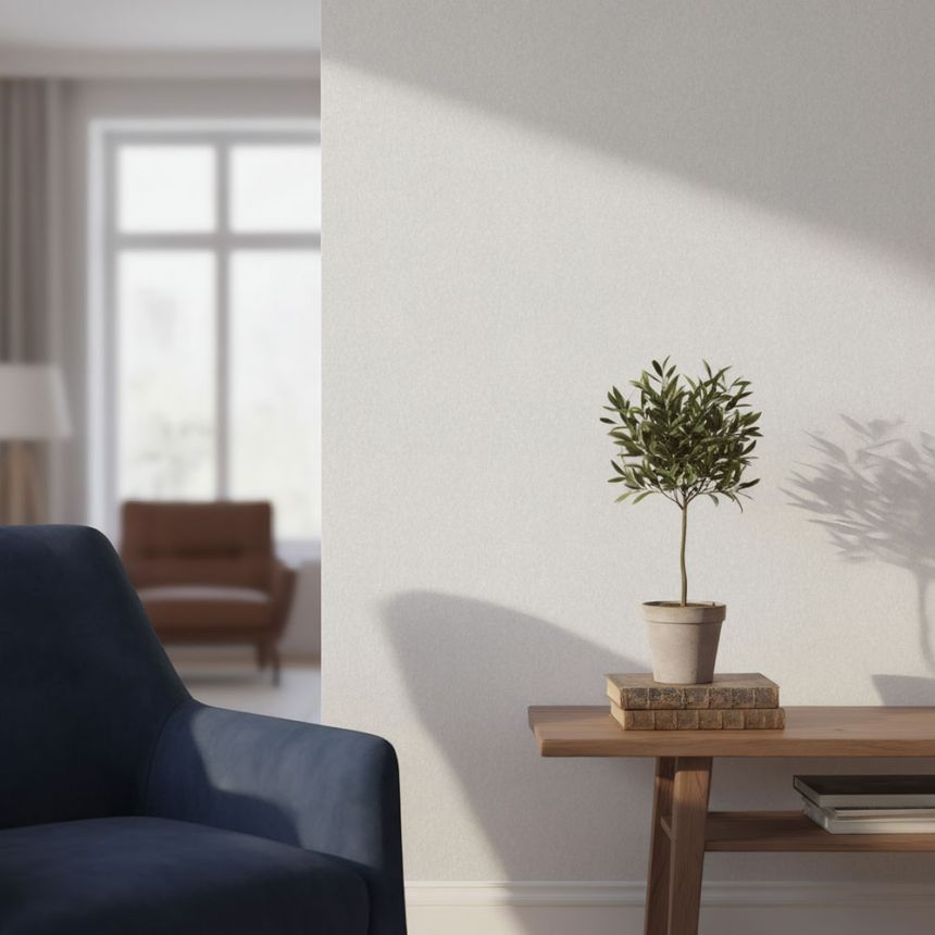 Wallpaper with a fabric texture, white and gray, 82603, Pia, Novamur