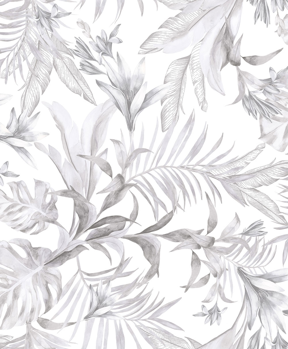 Wallpaper with leaves and flowers, gray-purple, gray, 89050, Pia, Novamur