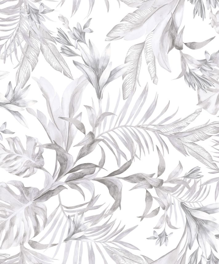 Wallpaper with leaves and flowers, gray-purple, gray, 89050, Pia, Novamur