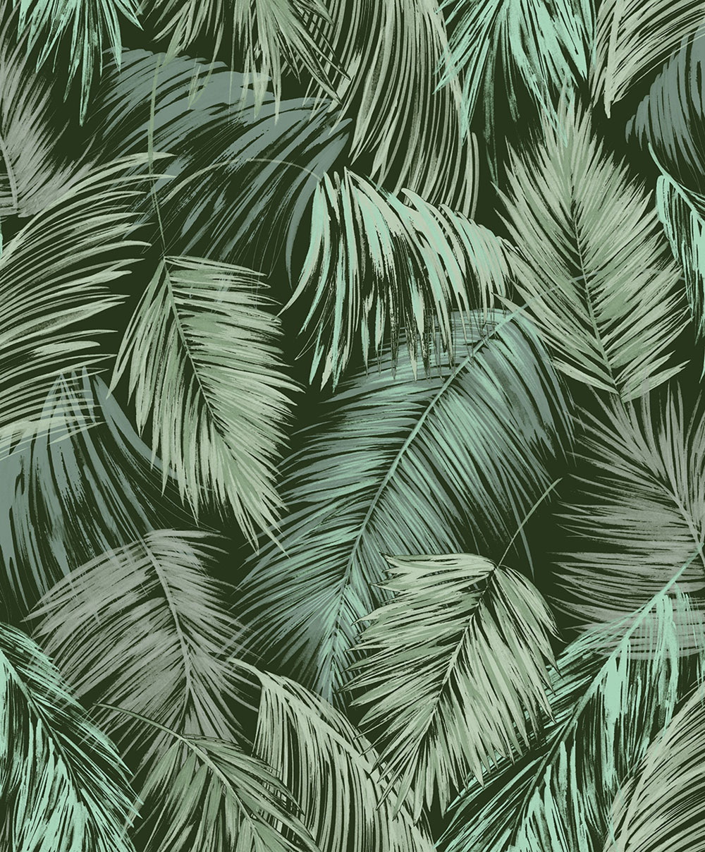 Jungle Wallpaper, Leaves, Gray, Green, 89053, Pia, Novamur