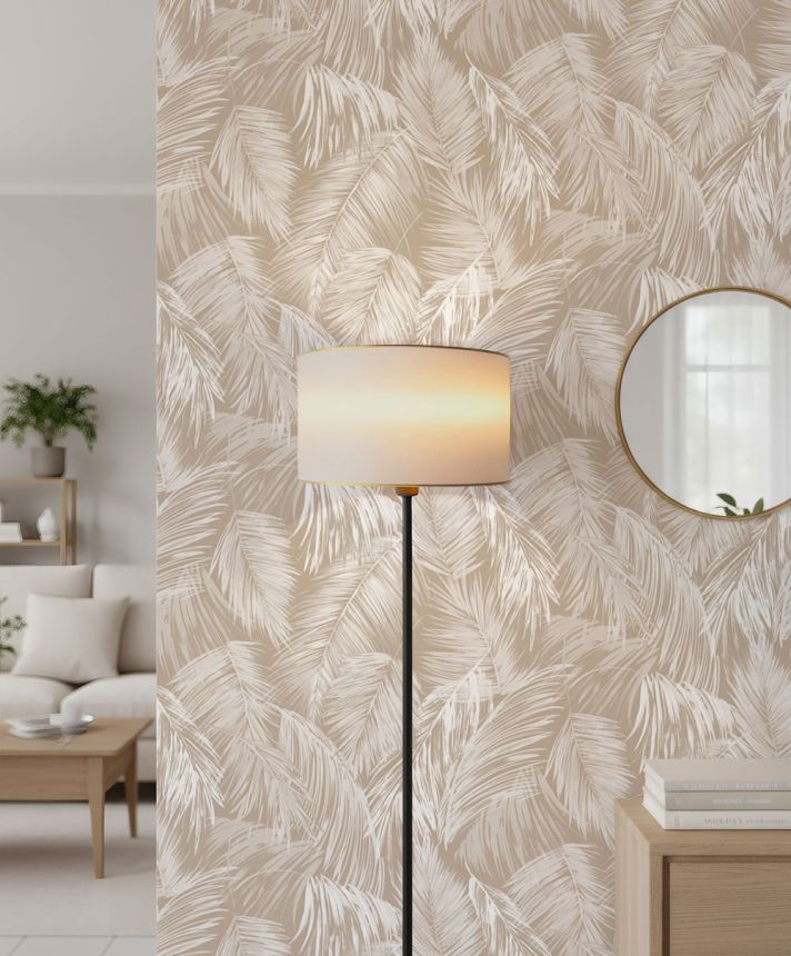 Jungle wallpaper, leaves, beige, cream, 89055, Pia, Novamur