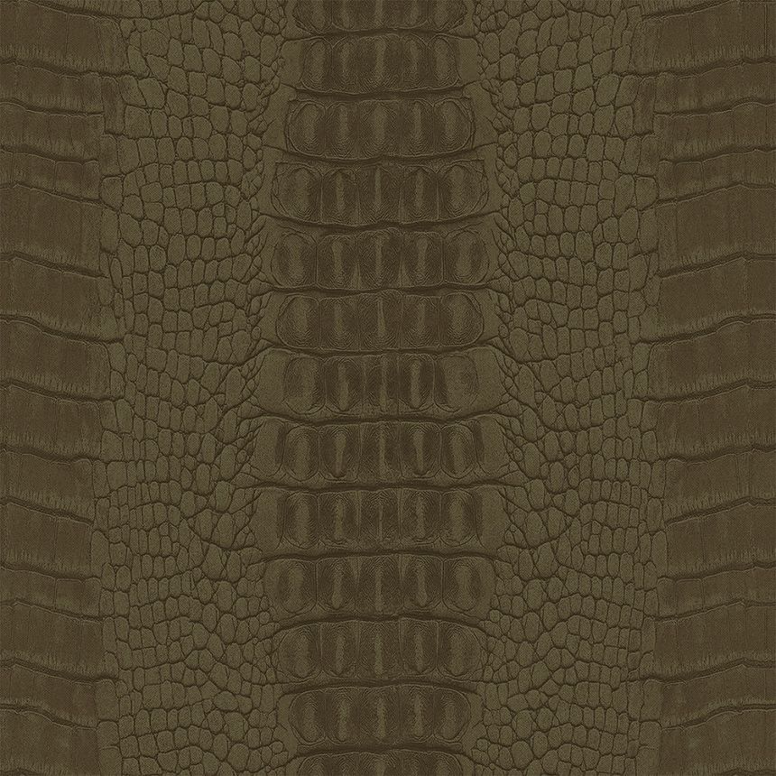 Non-woven wallpaper brown, imitation crocodile skin 347775, Luxury Skins, Origin