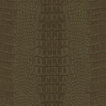 Non-woven wallpaper brown, imitation crocodile skin 347775, Luxury Skins, Origin