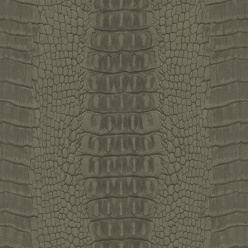 Khaki non-woven wallpaper, imitation crocodile skin 347774, Luxury Skins, Origin