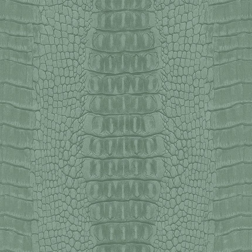 Green non-woven wallpaper, imitation crocodile skin 347772, Luxury Skins, Origin