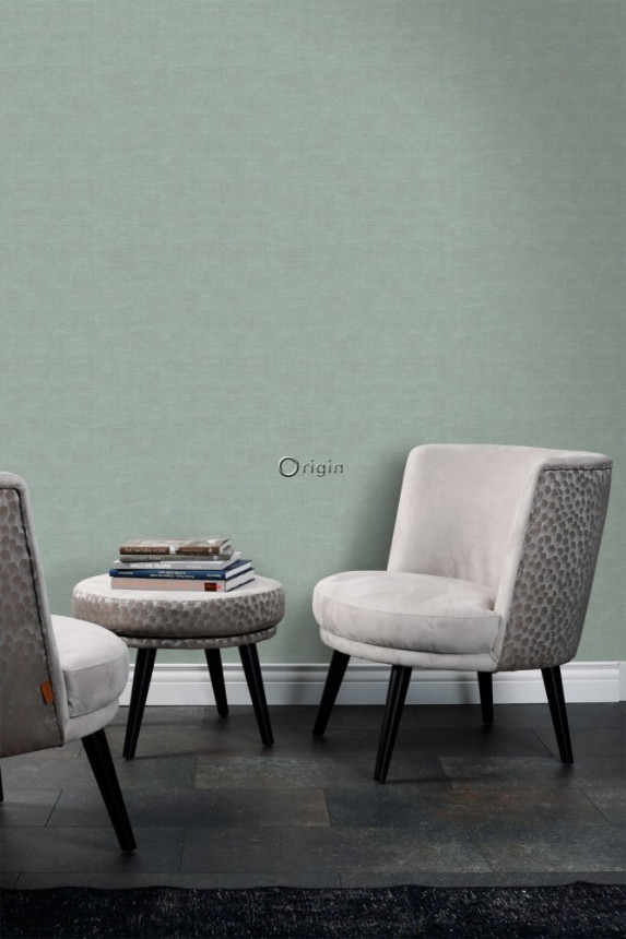 Non-woven wallpaper, imitation fabric green melange 347633, Luxury Skins, Origin