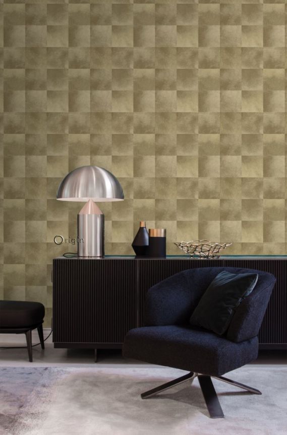 Brown-beige non-woven wallpaper, a square pattern of imitation fur 347324, Luxury Skins, Origin