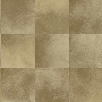 Brown-beige non-woven wallpaper, a square pattern of imitation fur 347324, Luxury Skins, Origin