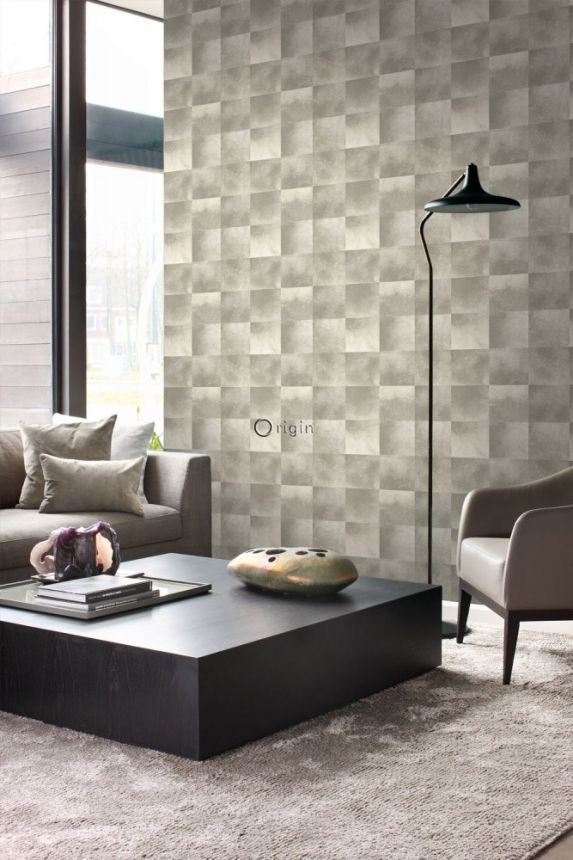 Non-woven wallpaper gray, a square pattern of imitation fur 347323, Luxury Skins, Origin