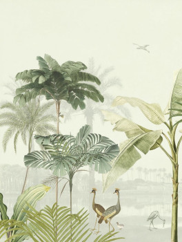 Non-woven wall mural Oasis, palm trees, birds 317405, 212 x 280 cm, Oasis, Eijffinger