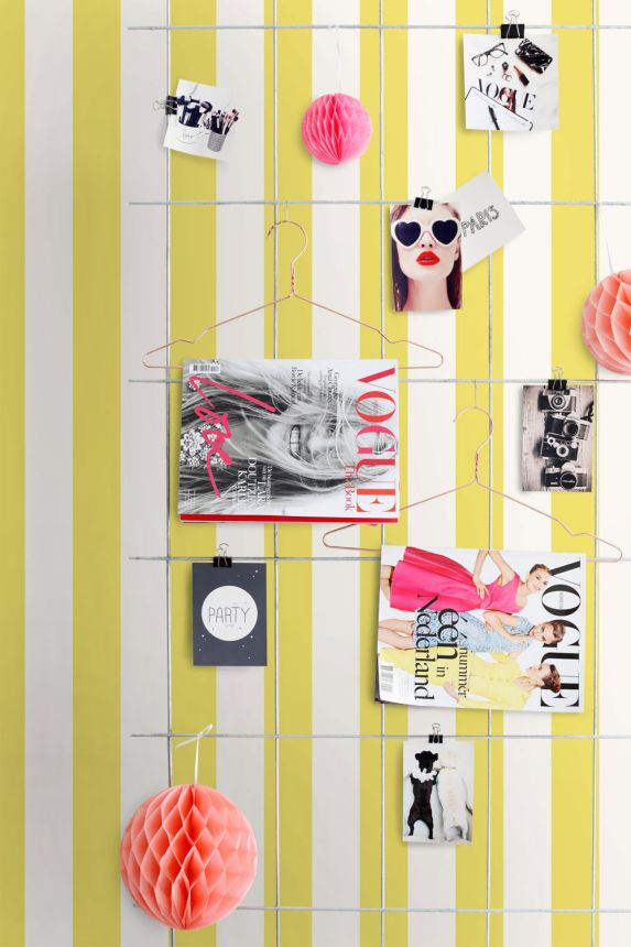 Striped Wallpaper, Yellow, White, 139911, Color Pop, Esta Home