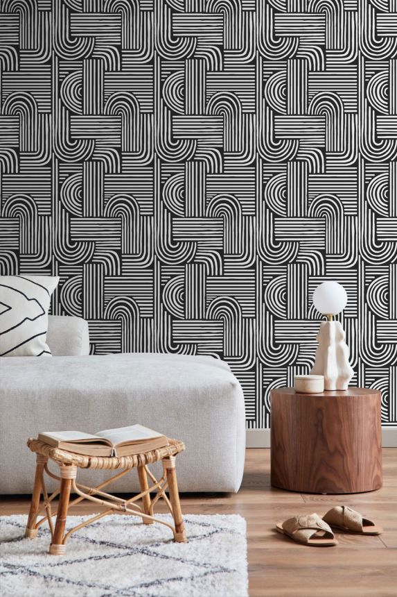 Geometric wallpaper, black and white, 139941, Color Pop, Esta Home