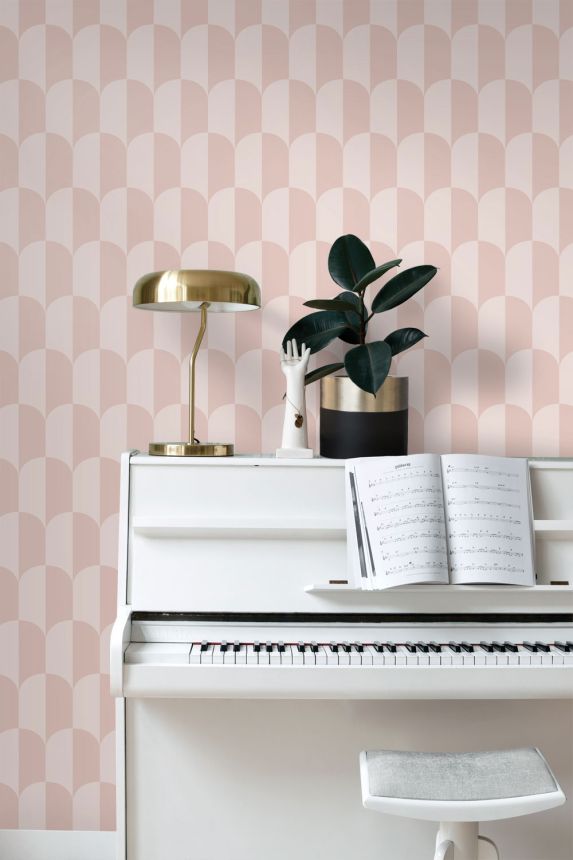 Wallpaper with an Art Deco pattern, antique pink, 139986, Color Pop, Esta Home