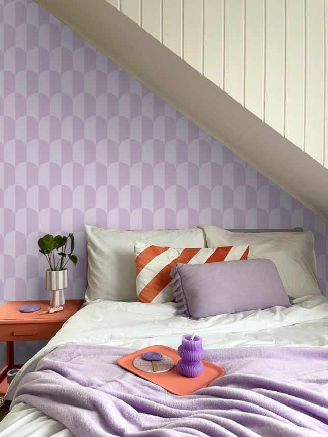 Wallpaper with an Art Deco pattern, purple, 139987, Color Pop, Esta Home