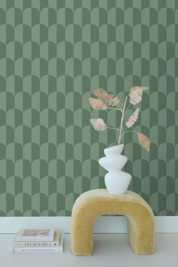 Wallpaper with an Art Deco pattern, green, 139989, Color Pop, Esta Home