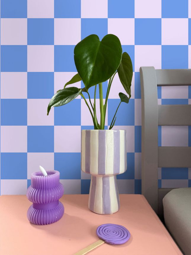 Checkered Pattern Wallpaper, Blue, Pink, 130912, Color Pop, Esta Home