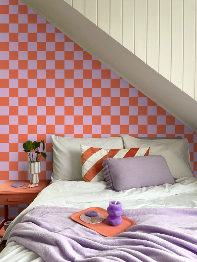 Checkered Pattern Wallpaper, Red, Pink, 130914, Color Pop, Esta Home