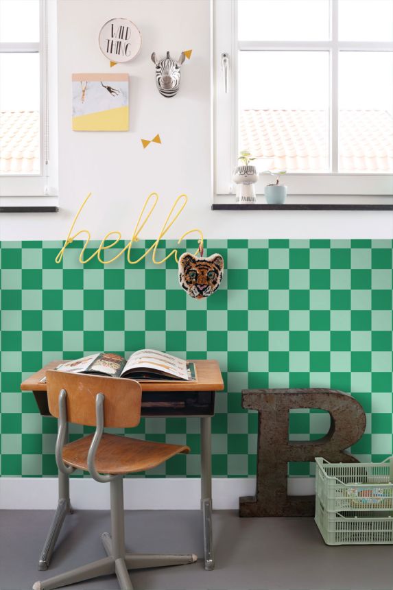 Checkered Pattern Wallpaper, Green, 130916, Color Pop, Esta Home
