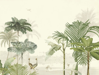 Non-woven wall mural Oasis, palm trees, birds 317400, 371 x 280 cm, Oasis, Eijffinger