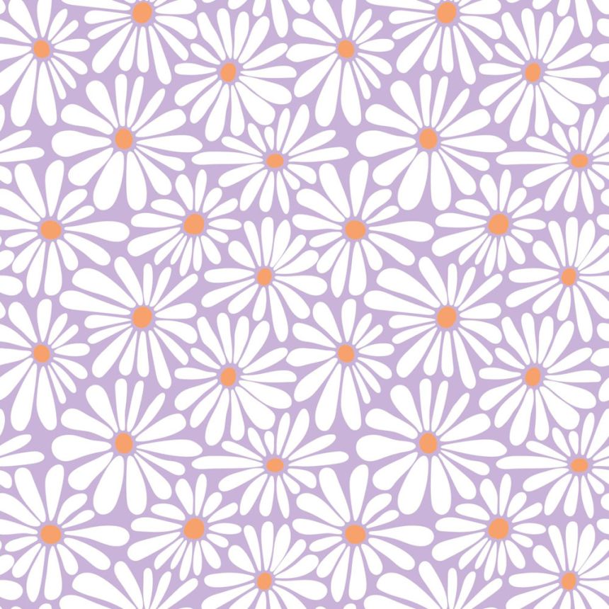 Floral Wallpaper, White, Purple, 131153, Color Pop, Esta Home