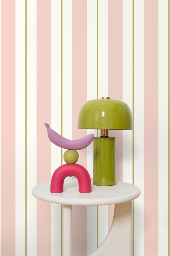 Striped Wallpaper, Pink, Green, 131478, Color Pop, Esta Home