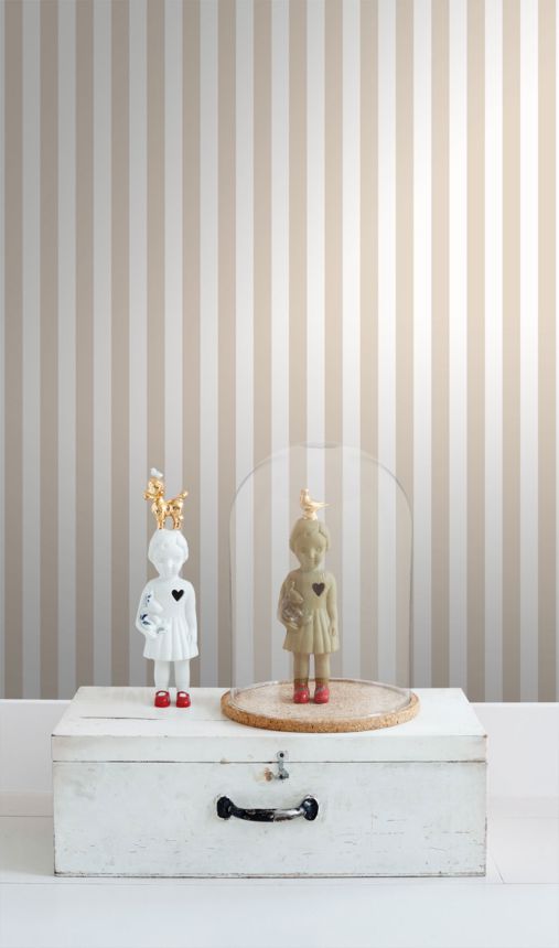 Striped wallpaper, beige and white, 130949, Color Pop, Esta Home
