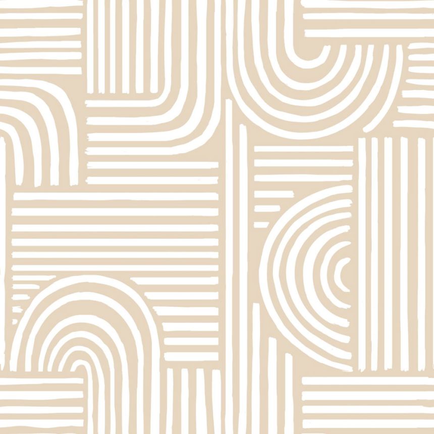 Geometric wallpaper, white, beige, 139935, Color Pop, Esta Home