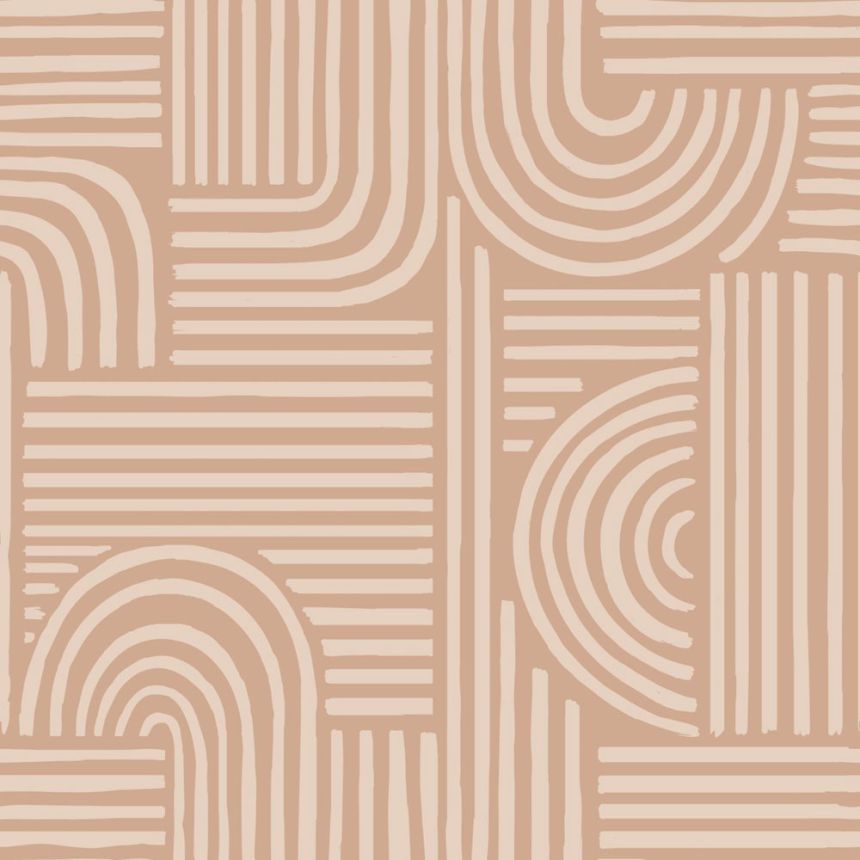 Geometric wallpaper, pink and brown, 139936, Color Pop, Esta Home